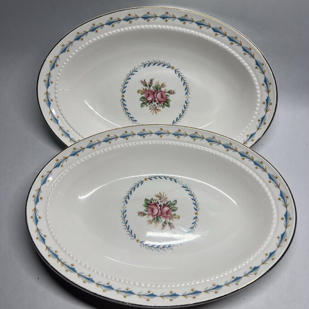 2 Harmony House Mount Vernon Hall China Oval Vegetable Serving Bowls 9" Set